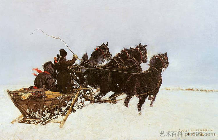 四个在雪堆里 Four in Snowdrifts (1873)，约瑟夫·切尔蒙斯基