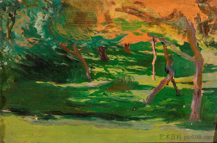 贤者,素描到“奇怪的花园” Paysage, sketch to the "Strange garden" (1902 - 1903; Poland ),约瑟夫·梅侯菲