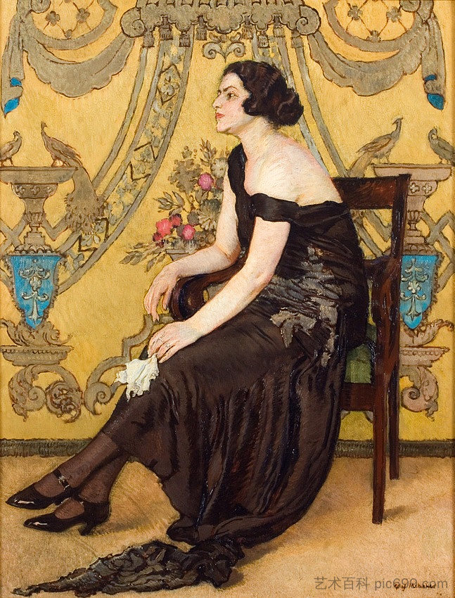 The Rose of Saron(Zofia Minder的肖像;装饰幻想) The Rose of Saron (portrait of Zofia Minder; ornamental fantasy) (1923; Poland ),约瑟夫·梅侯菲