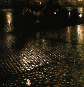 华沙出租车在晚上 Warsaw Cab at Night (1893)，约泽夫·潘基奇斯