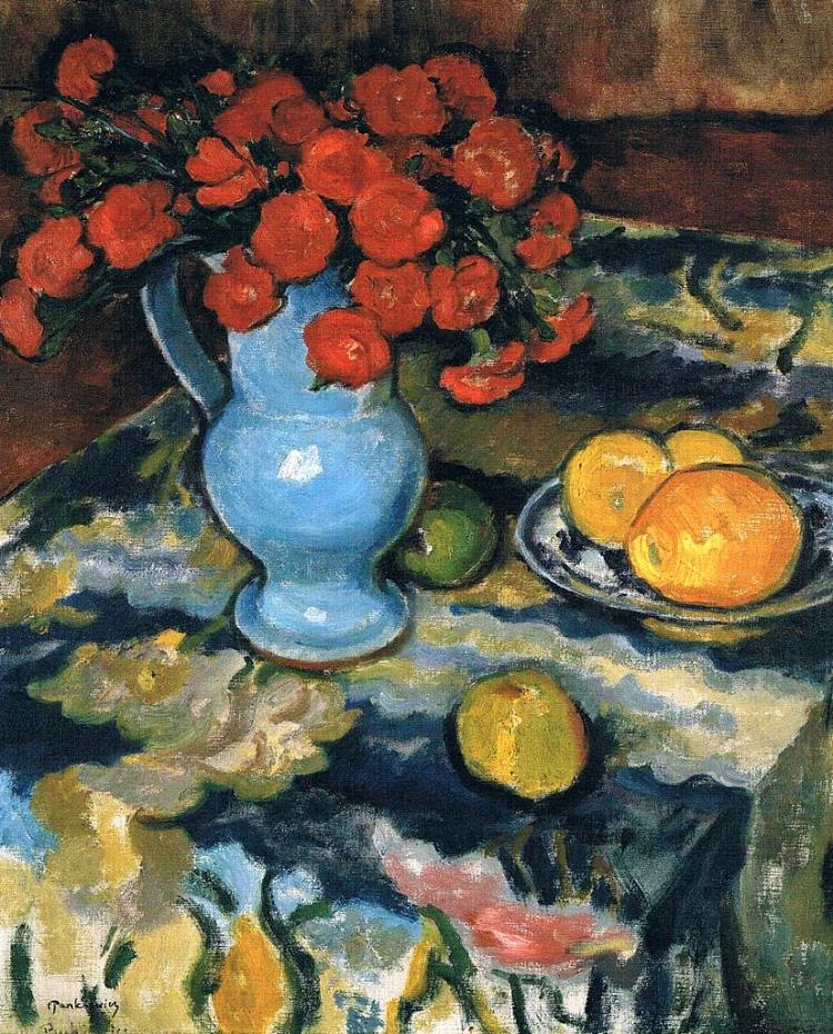 静物与蓝色花瓶 Still Life With Blue Vase (1910 - 1909)，约泽夫·潘基奇斯