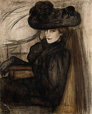 戴黑面纱的女士 Lady with Black Veil (1896)，约瑟夫立普罗奈