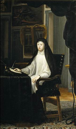 奥地利玛丽安娜女王作为寡妇的肖像 Portrait of Queen Mariana de Austria as a Widow (1669)，胡安·卡雷诺·德·米兰达
