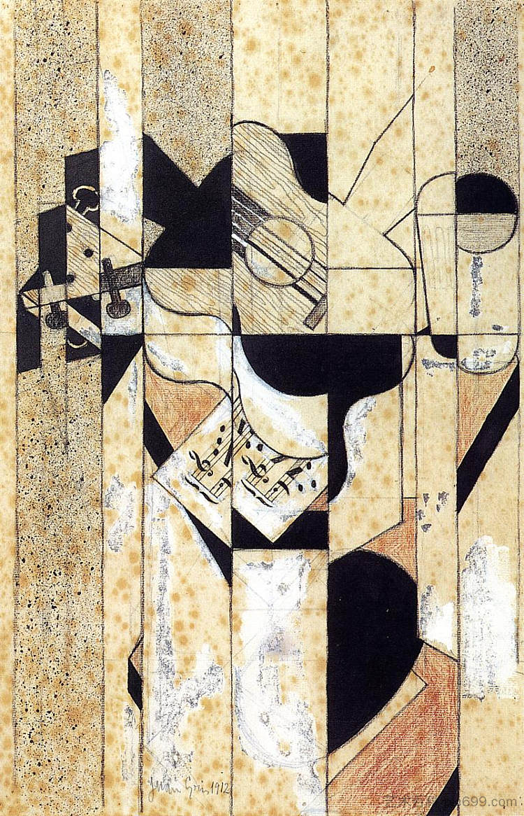 吉他和玻璃 Guitar and Glass (1912)，胡安·格里斯