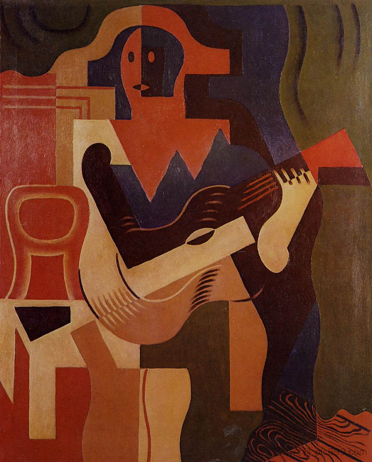 丑角与吉他 Harlequin with Guitar (1919)，胡安·格里斯