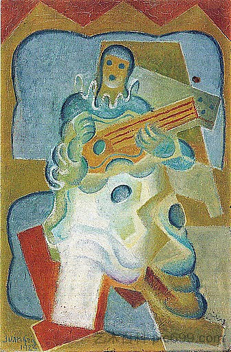 皮埃罗弹吉他 Pierrot Playing Guitar (1923)，胡安·格里斯