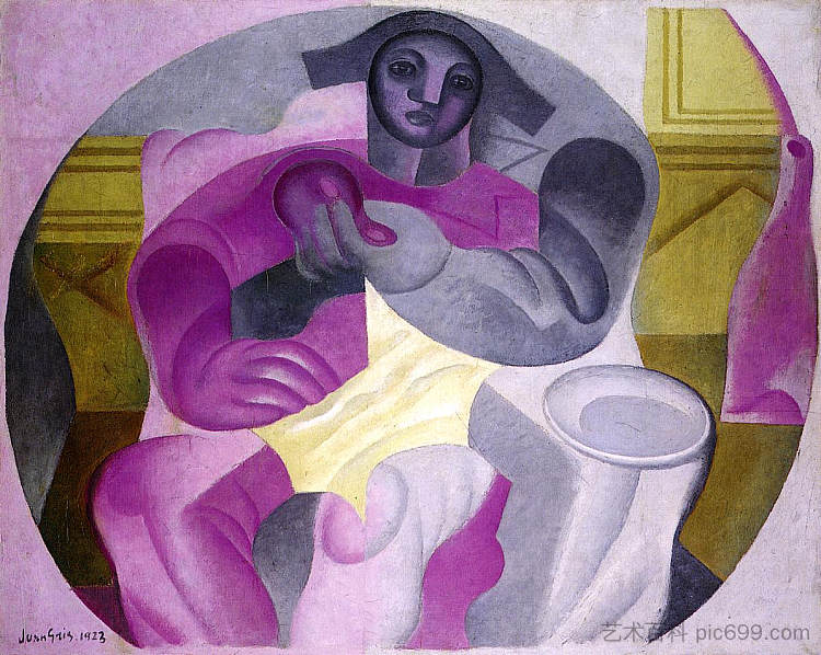 坐着的丑角 Seated Harlequin (1923)，胡安·格里斯