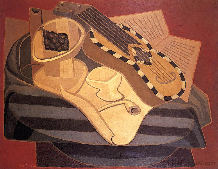 镶嵌的吉他 The Guitar with Inlay (1925)，胡安·格里斯