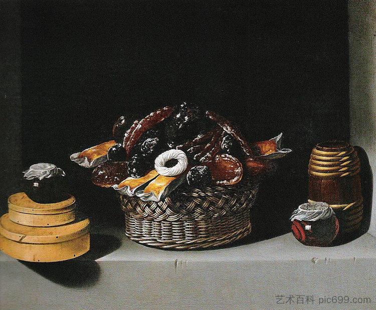 静物与篮子和甜肉 Still-life with a Basket and Sweetmeats，胡安·范德哈门