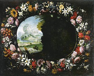 花环景观 Landscape with Garland of Flowers (1628)，胡安·范德哈门