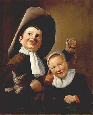 一个男孩和一个女孩与一只猫和一条鳗鱼 A Boy and a Girl with a Cat and an Eel (1640)，朱迪丝·雷斯特