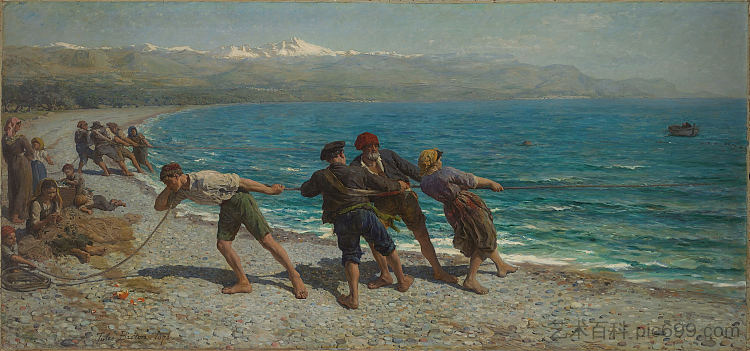 芒通的渔民 Fishermen at Menton (1878)，朱利叶斯·布雷顿