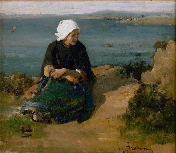 海边的布列塔尼女人 A Breton woman by the sea，朱利叶斯·布雷顿