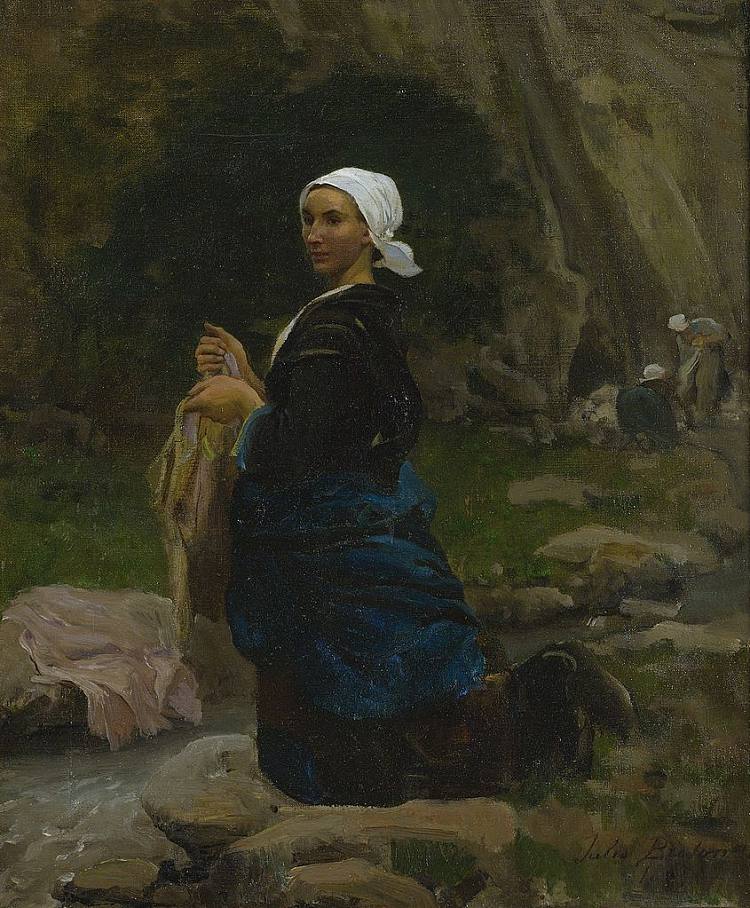 布列塔尼洗衣店 A Breton Laundress (1865)，朱利叶斯·布雷顿