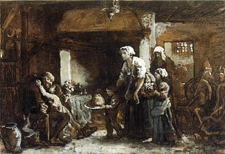 祖父派对（素描） A Party for Grandfather (sketch) (1864)，朱利叶斯·布雷顿