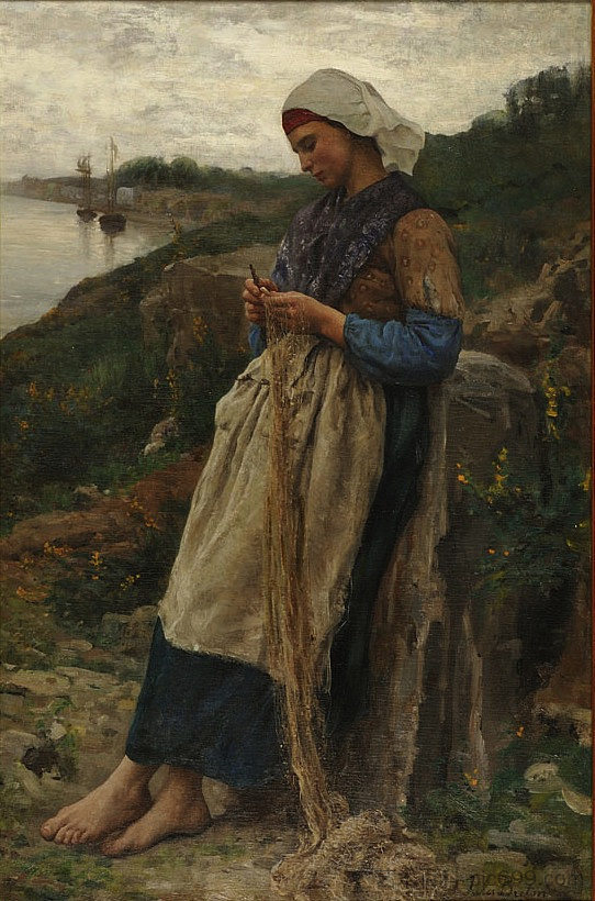 渔夫的女儿 A Fisherman's Daughter (1876)，朱利叶斯·布雷顿