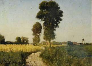 风景，法国库里耶尔 Landscape, Courrières, France (1854)，朱利叶斯·布雷顿