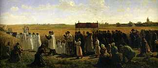 阿图瓦小麦的祝福 The Blessing of the Wheat in Artois (1857)，朱利叶斯·布雷顿