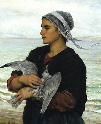 受伤的海鸥 The Wounded Sea Gull (1878)，朱利叶斯·布雷顿