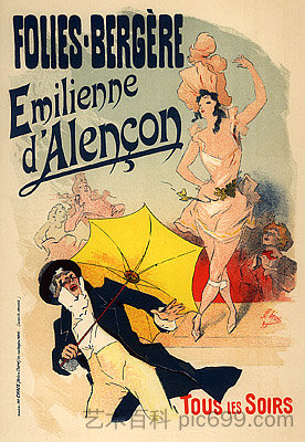 Folies Bergères， Emilienne d'Alençon Folies Bergères, Emilienne d'Alençon (1900)，朱尔斯·谢雷特