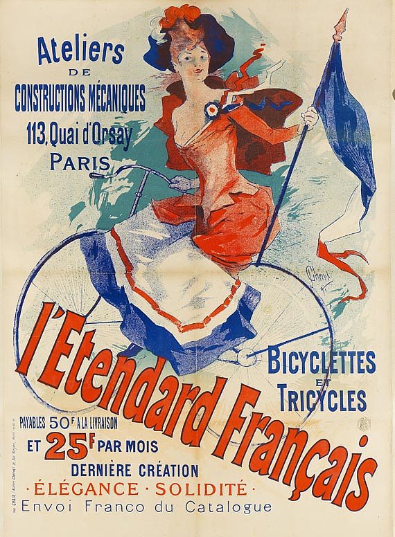 L'Etendard Français（奥赛码头自行车店） L'Etendard Français (Quai d'Orsay Bicycle Shop) (1891)，朱尔斯·谢雷特