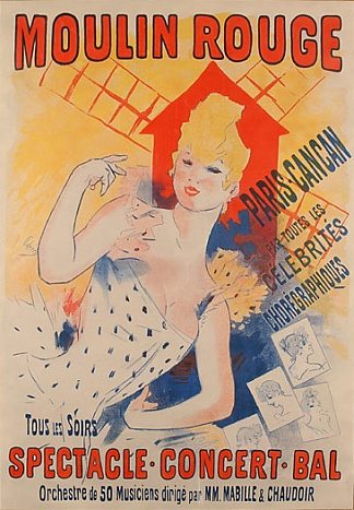 红磨坊， 巴黎， 康康舞 Moulin Rouge, Paris, Cancan (1890)，朱尔斯·谢雷特