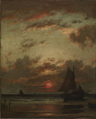 海岸日落 Sunset on the Coast (1870)，朱班·杜雷