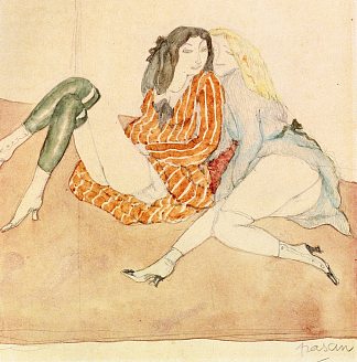 地上的两个女孩 Two Girls on the Ground (1909)，朱勒·帕斯金