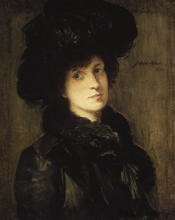 黑衣少女 Girl in Black (c.1910),朱利安·奥尔登·威尔
