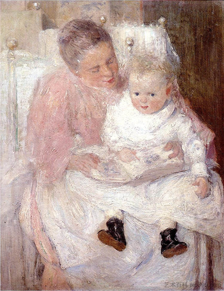 母亲与孩子 Mother and Child (c.1891)，朱利安·奥尔登·威尔