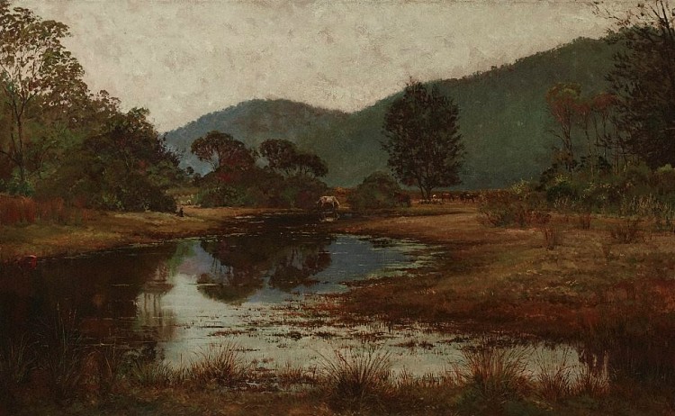 霍克斯伯里河上的一个水潭 A waterhole on the Hawkesbury River (1885)，朱利安·艾斯通