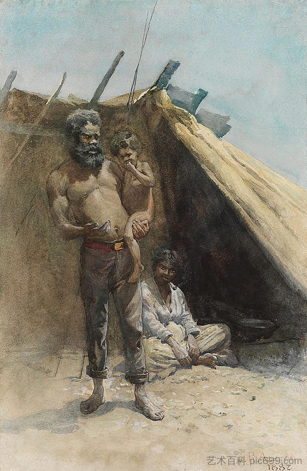 原住民家庭群体 Aboriginal family group (1886),朱利安·艾斯通
