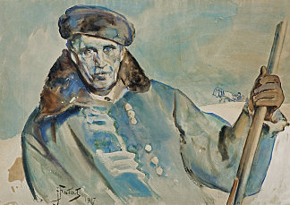 穿着冬衣的自画像 Self-Portrait In Winter Coat (1917)，朱利安法瓦特