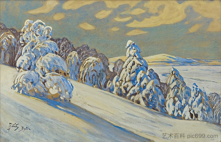 来自比斯特拉的冬季景观 Winter Landscape from Bystra，朱利安法瓦特