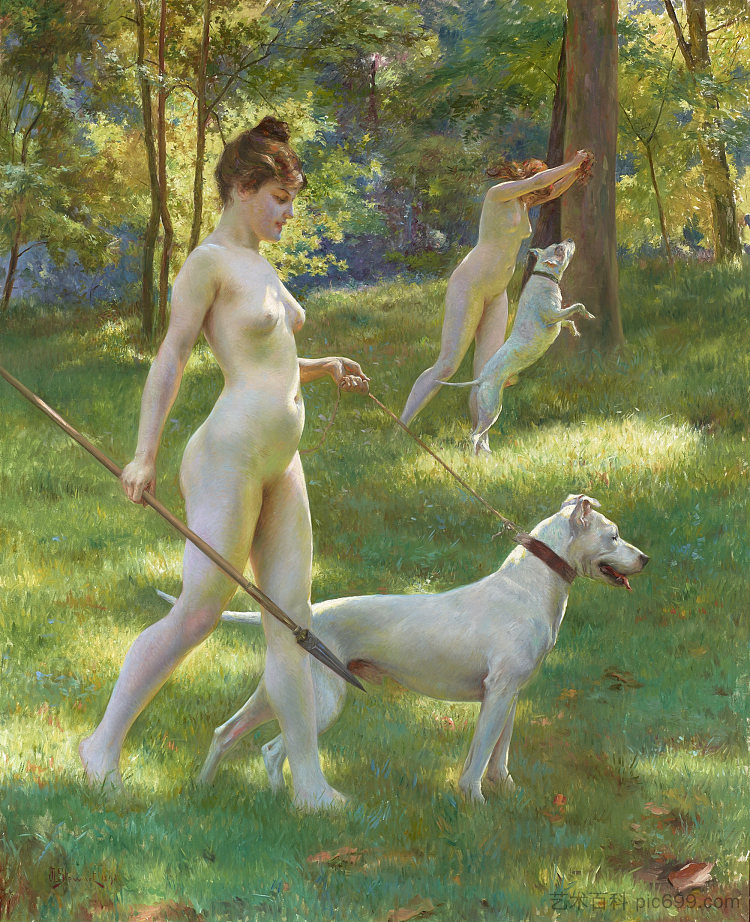 若虫狩猎 Nymphs Hunting (1898)，朱利叶斯·勒布朗·斯图尔特