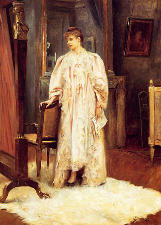 闺房里的女士 Lady In Her Boudoir (1889)，朱利叶斯·勒布朗·斯图尔特