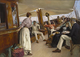 在威尼斯“纳穆纳”号游艇上 On the Yacht „Namouna“, Venice (1890)，朱利叶斯·勒布朗·斯图尔特
