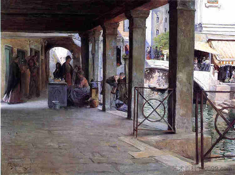 威尼斯市场场景 Venetian Market Scene (1907)，朱利叶斯·勒布朗·斯图尔特