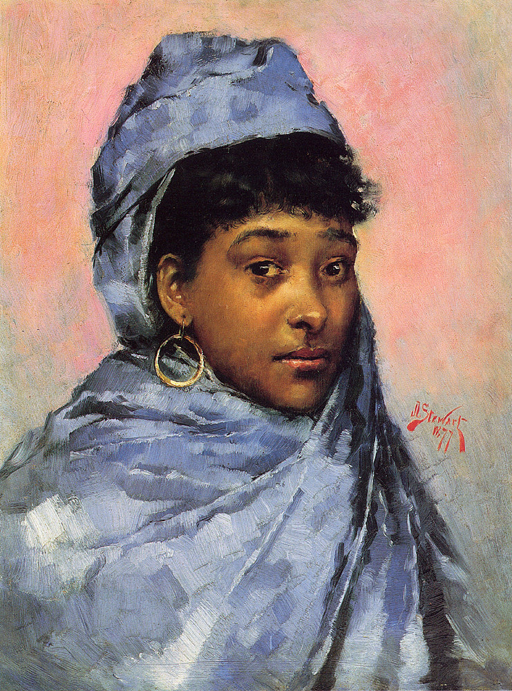 蓝衣年轻女子 Young Woman In Blue (1877)，朱利叶斯·勒布朗·斯图尔特