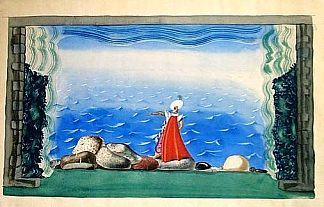 海边的海盗。舞台布景。 A Buccaneer on the seashore. Stage set. (1921)，尤里·安年科夫