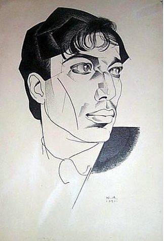 诗人鲍里斯·帕斯捷尔纳克的肖像 Portrait of poet Boris Pasternak (1921)，尤里·安年科夫