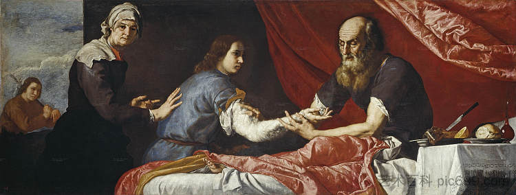 以撒祝福雅各布 Isaac Blessing Jacob (1637; Naples,Italy  )，胡塞佩·德·里贝拉