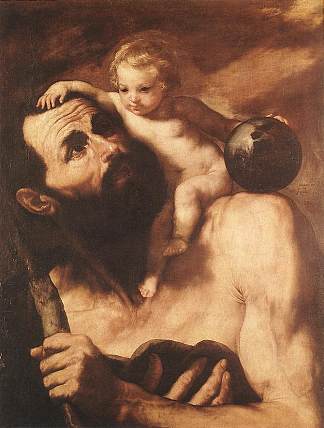 圣克里斯托弗 Saint Сhristopher (1637; Naples,Italy                     )，胡塞佩·德·里贝拉