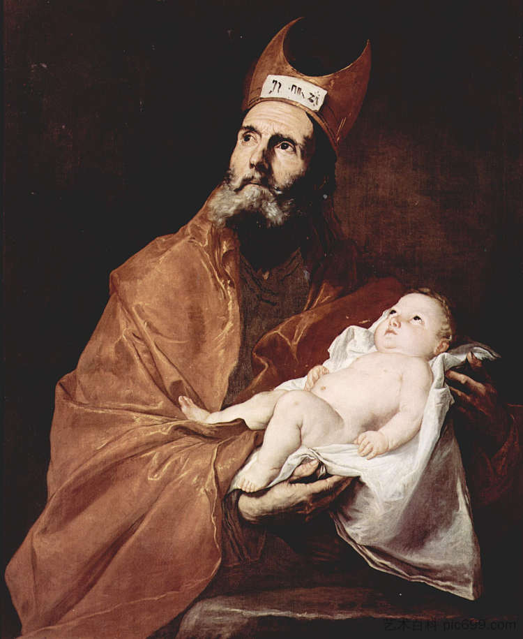 圣西缅与基督圣婴 Saint Simeon with the Christ child (1647; Naples,Italy  )，胡塞佩·德·里贝拉