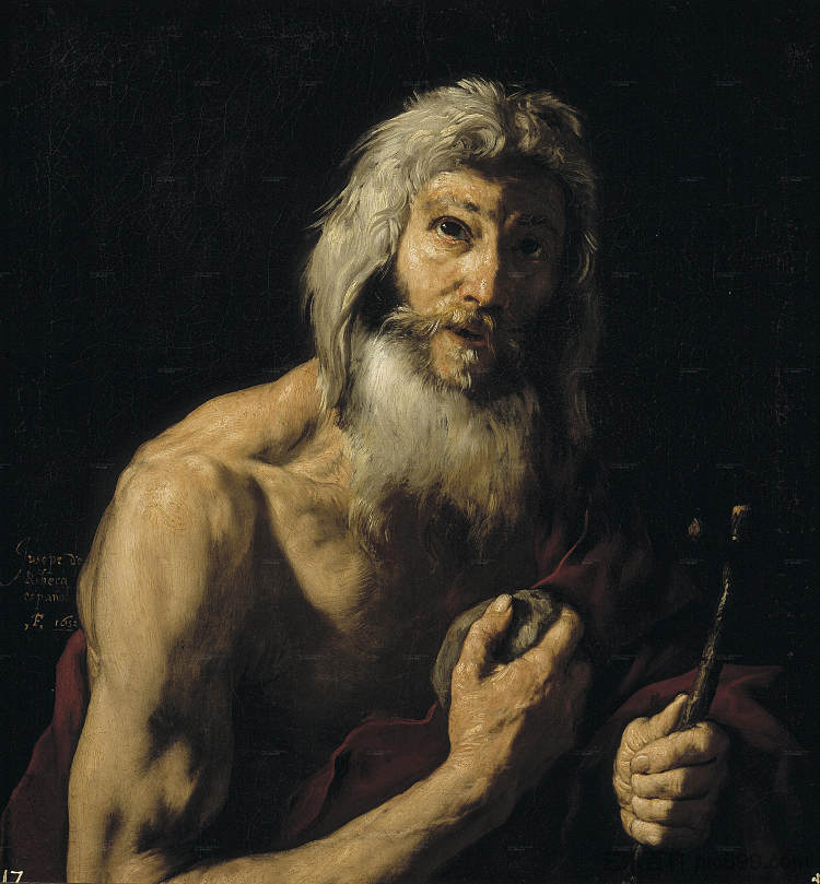 圣杰罗姆忏悔 St. Jerome penitente (1652; Naples,Italy  )，胡塞佩·德·里贝拉