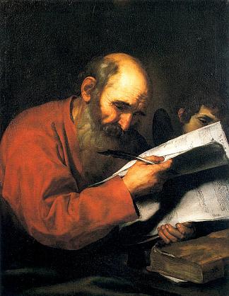 圣马太与天使 St. Matthew with the angel (1613; Naples,Italy                     )，胡塞佩·德·里贝拉