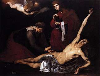 圣塞巴斯蒂安由圣女照料 St. Sebastian Tended by the Holy Women (1621; Naples,Italy                     )，胡塞佩·德·里贝拉