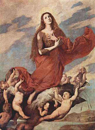 抹大拉的马利亚升天 The Assumption of Mary Magdalene (1636; Naples,Italy                     )，胡塞佩·德·里贝拉