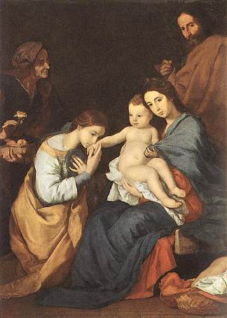 圣安妮和圣凯瑟琳的神圣家族 The Holy Family with St. Anne and St. Catherine (1648; Naples,Italy                     )，胡塞佩·德·里贝拉