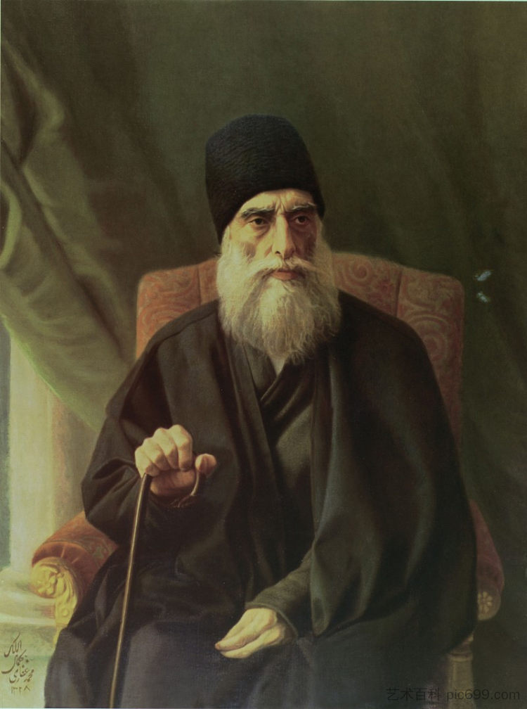 阿里·礼萨·汗·阿佐德·莫尔克的肖像 Portrait of Ali Reza Khan Azod al-Molk (1910; Iran,Islamic Republic of  )，卡玛勒·奥尔·莫克